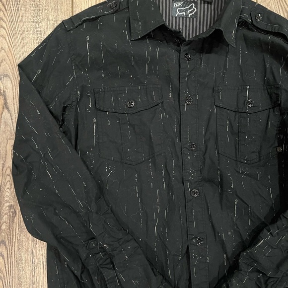 Fox Racing Men’s Black Long Sleeve Button Up Shirt Size L Casual Moto Style - Picture 5 of 10